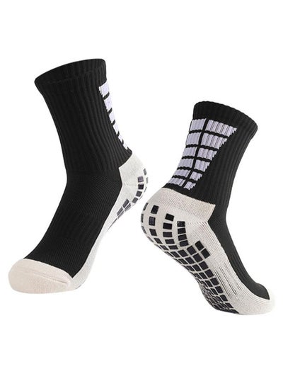 Buy 1 Pair Anti Slip Athletic Football Socks Black in Saudi Arabia