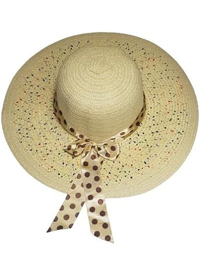 اشتري MerryGlam Women Beach Hat | Brim Straw Girls Summer Sunshade Cap_ Travel Foldable Floppy UV Protection Sun Beach Ribbon Hat في الامارات