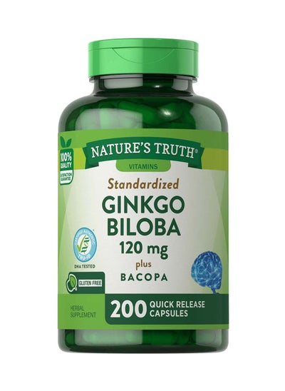 اشتري STANDARDIZED GINKGO BILOBA 120 MG PLUS BACOPA, 200 Quick Release Capsules في الامارات