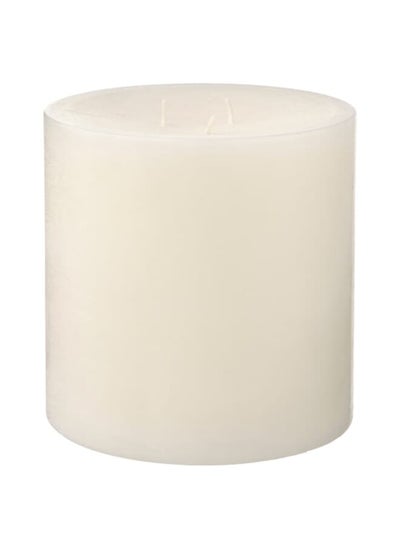 Buy Unscented block candle, 3 wicks, white in Saudi Arabia