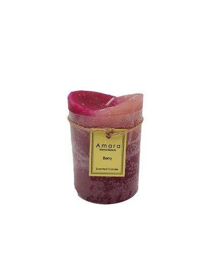 Buy AW23 Amara Scented Pillar Candle Berry Aromatherapy Wax Candles For Living Room Bed Room Kitchen Bathroom Home Decoration Gift L 7 x W 10 cm Purple in UAE