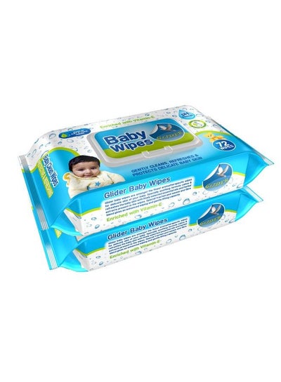 Buy Baby Wipes With Moisture Lock Flip Top Contains Aloe Vera & Vitmain E Ph Balanced With No Parabens & Chlorine (Pack Of 2 (144 Wipes)) in UAE