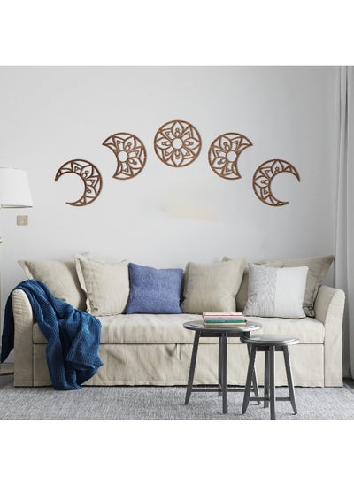 Buy Lunation Moon Wood Wall Art - Set Of 5 Each 30X30 in Egypt