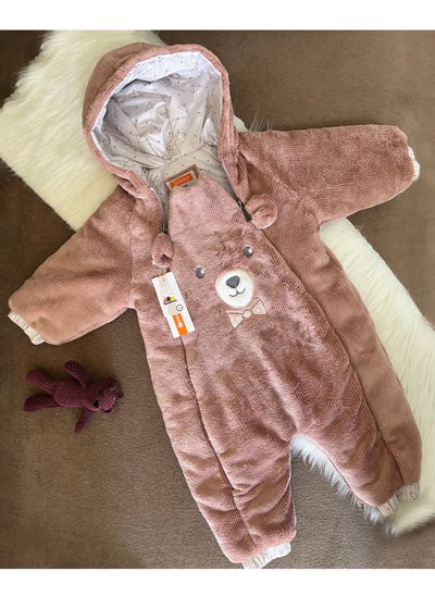 Buy Three-layer jumpsuit with a soft fur face with a printed waterproof lining and a fiber layer in the middle, from Senior Gentle, brown color in Egypt