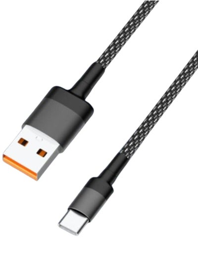 اشتري كيبل USB نوع ايه الى USB-C مضفر بالنايلون من سباركي - كيبل شحن ونقل بيانات فائق السرعة 5 امبير | تصميم متين ومضاد للتشابك متوافق مع جميع الاجهزة من النوع سي | (الطول - 1.8 متر/5.9 قدم) في السعودية