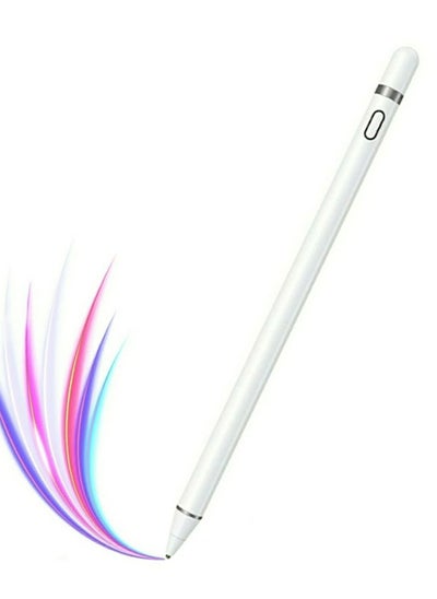 Buy Active Stylus Pens Compatible with Apple iPad Capacitive Pencil for Kid Student Drawing Writing High Sensitivity for Touch Screen Devices Tablet Smartphone White in UAE