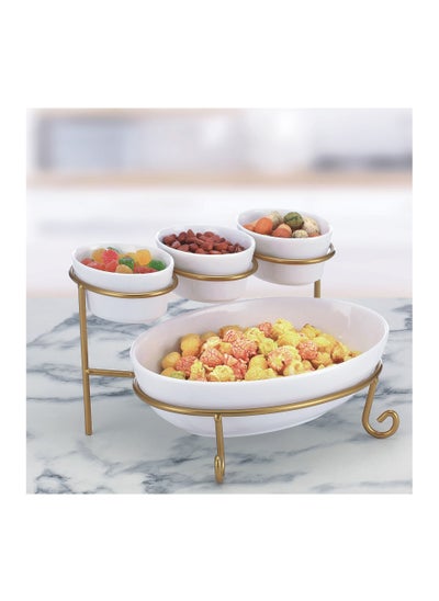 اشتري 4"/9.25" 2 Tier Serving Stand Oval Serving Bowl with Metal Rack في الامارات