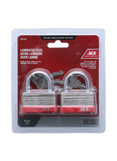 Buy Laminated Durable Stainless Steel Shackle Padlock Gold and Silver 60 mm AJ14047 in Saudi Arabia