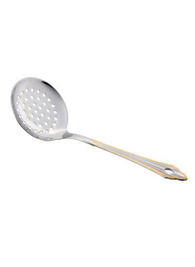 Buy Openwork Spoon For Frying And Pouring, Made Of Stainless Steel, With Golden Decoration Length 25 cm in Saudi Arabia