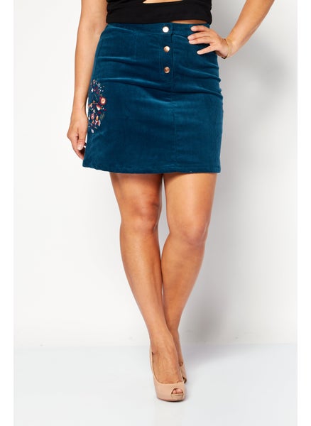 اشتري Women Embroidered Mini Skirt, Teal Blue في الامارات