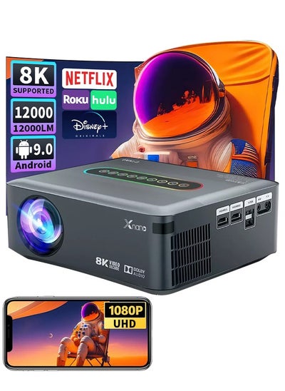 Buy X1 Projector, Android 9.0 Amlogic T972 300ANSI Dual wifi BT5.2 HDR10 + Voice Control 8K 4K 1920*1080P Support, Portable Smart Wireless Screen projection in Saudi Arabia