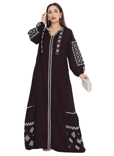 Buy UNIQUE STYLE THREAD EMBROIDERY ELEGANT ARABIC KAFTAN JALABIYA DRESS in Saudi Arabia