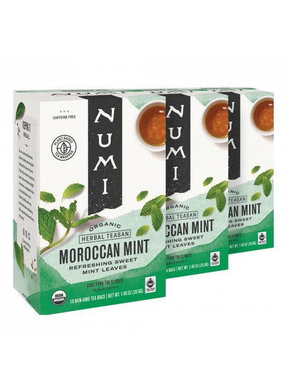 اشتري Numi Organic Tea Moroccan Mint, Box of Tea Bags, Herbal Teasan, 18Count (Pack of 3), Packaging May Vary في الامارات