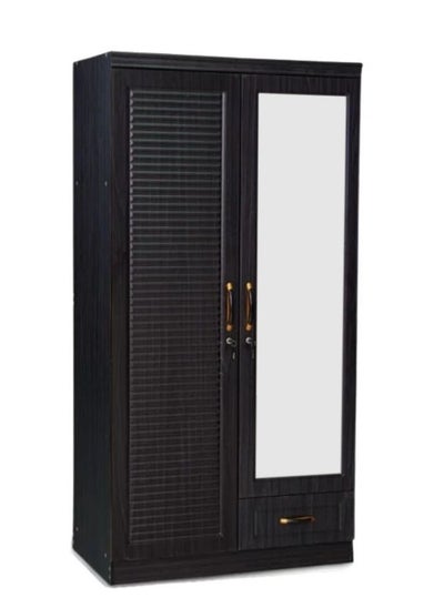 Buy Karnak Best 2-Door Wooden Wardrobe Cabinet Cupboard Engineered Wood Perfect Modern Stylish Heavy Duty With Mirror Color Wenge 6624 in UAE