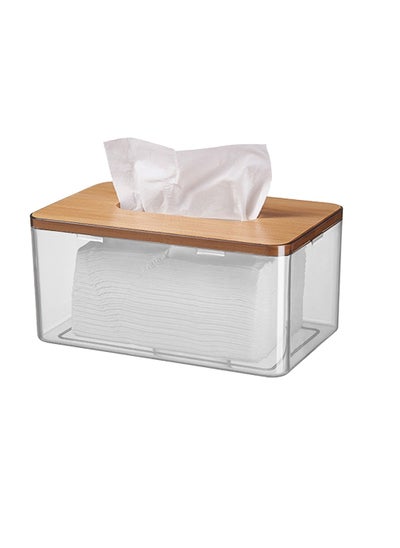 Buy Clear Facial Tissues Box With Bamboo Wood Lid in Egypt