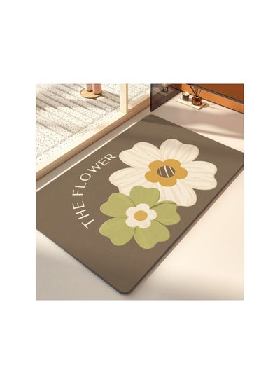 Buy Simple Fresh Flower Bathroom Anti Slip Diatomaceous Floor Mat in Saudi Arabia