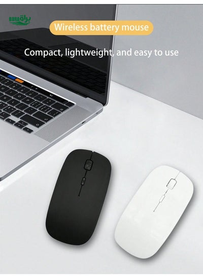 Buy 1pc Black & White Wireless Mouse, Smooth Painting Finish, Adjustable DPI For Laptop, Tablet, Office Use in Saudi Arabia