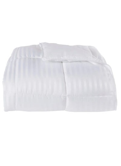 اشتري Luxury Down Alternative -Stripe Duvet Insert King Size Cotton White 240x260cm في الامارات