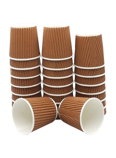 Buy Disposable Ripple Cup Brown 4 Ounce Without Lid - Kraft Hot Tea, Coffee, Kahwa, Hot Drinks & Natural Brown - 25 Pieces. in UAE