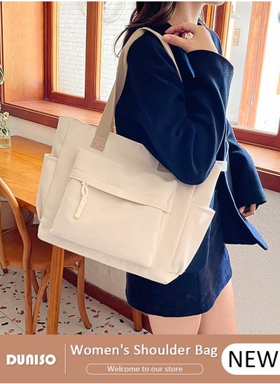 Buy Women's Shoulder Tote Bag Canvas Handbag For Women Large Capacity Bucket Bag Fashionable Travel Messenger Shoulder Bag For Ladies Girls College Students in Saudi Arabia