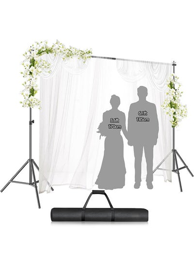 اشتري Photo Video Studio Photography Backdrop Stand,6.6 x 9.8ft Adjustable Photo Background Holder,Back Drop Banner Stand Support System Kit with Carry Bag and 2 Clips في السعودية