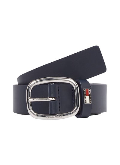 Buy Women's Oval Buckle Leather Belt -  Vegetable tanned leather, Blue in Saudi Arabia