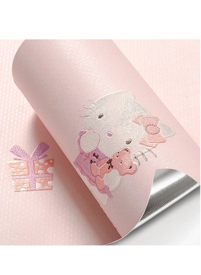 Buy Hello Kitty Design Thicken Waterproof Self-Adhesive Wallpaper For Kids Room 0.53*9.5 Meters in UAE