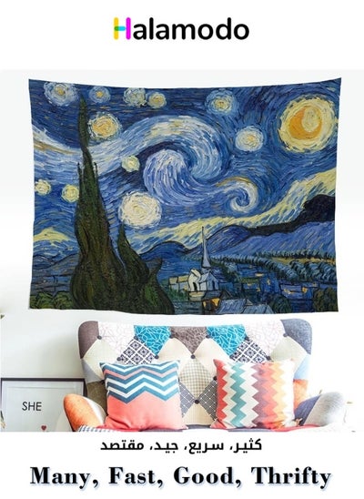 Buy Van Gogh Abstract Oil Painting Starry Night Tapestry Retro Art Decoration Background Blanket Suitable for Living Room Bedroom And Dormitory in Saudi Arabia