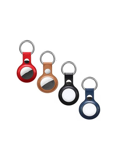 Buy 4 Packs Anti-Lost Case for AirTag Finder 2021 - Protective Case Cover with Keychain Ring Compatible with Air Tags, Easy Carry and Flexible Tag Holder Keeps Signal Strong (Leather (4 PCS)) in Saudi Arabia