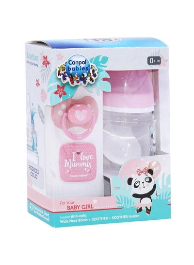 Buy CANPOL BABIES Bottle Anti-Colic EasyStart + Soother + Safety Clip - Pink in Egypt