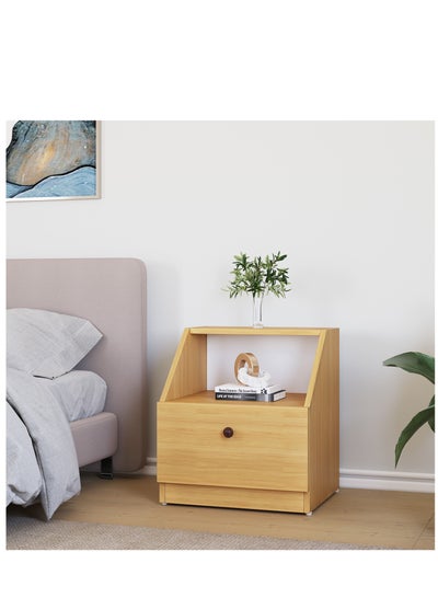 Buy Furnishop cisciela Teak color bedside with 1 drawer with storage in UAE