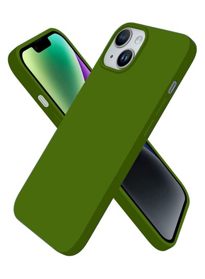 Buy iPhone 14 Plus Case Silicone Cover Soft Liquid Gel Rubber Cover Anti-Scratch Anti-Fingerprint Anti-Drop (Green) in Saudi Arabia