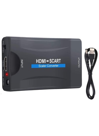 اشتري HDMI to SCART Converter Adapter - Converts 1080P HDMI Video and Audio to Analog SCART CVBS Signal, Supports PAL and NTSC Formats, Ideal for PS3, Blu-ray Players, and STB. في الامارات