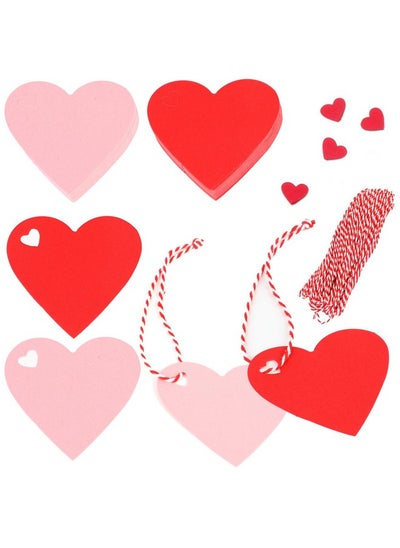 Buy 100 Pcs Valentine Gift Tags With String Heart Shaped Kraft Paper Tags For Wedding Valentine'S Party Diy Wrapping (Red Pink) in UAE