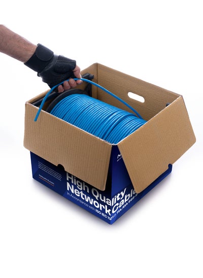 Buy CAT6 (SFTP) - 305m Bare Copper Bulk Cable, 23 AWG Shielded for Communication Networking - Self-Roll-Up Reel, High-Speed Performance, 6 Pcs RJ45 Sockets in the Box in UAE