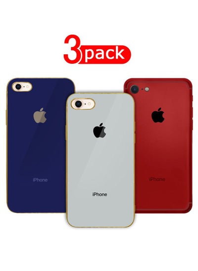 اشتري 3Pack for iPhone 8/7/SE 2022/SE 2020 Case Shockproof Hard PC Electroplated Ultra Thin Back Cover 4.7 inch في الامارات