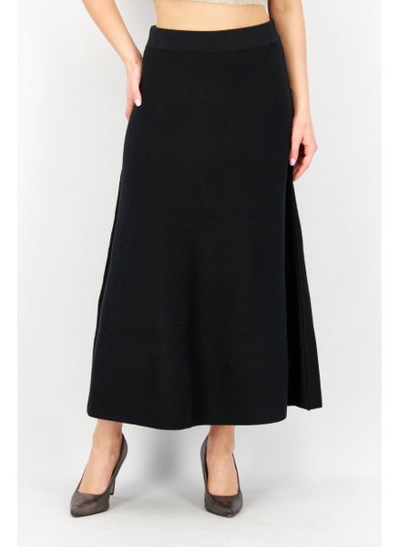 Buy Women Solid A-Line Skirt, Black in UAE