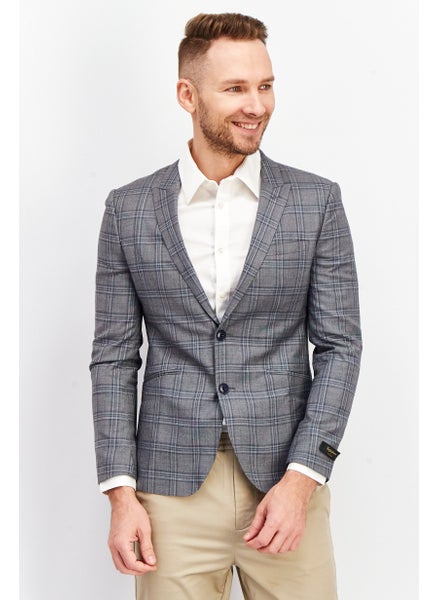 Buy Men Regular Fit Textured Formal Suit Jacket, Grey Combo in UAE