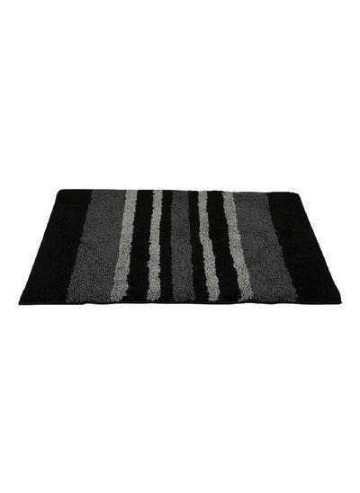 Buy Polyester and Rubber Striped Non Slip Bath Mat Black and Grey 60 x 90 cm CN BM60X90ST in Saudi Arabia