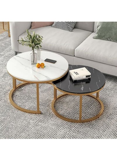 Buy 2 Round Coffee Table With Metal Frame in UAE