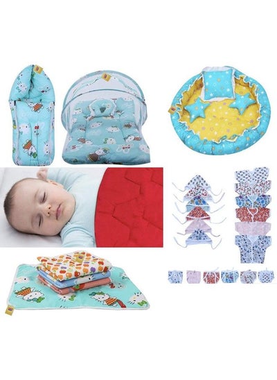 Buy Baby Daily Essential Combo All In One(Total Items: 30)(0 6 Months) (Star Pista Green & Red) in UAE