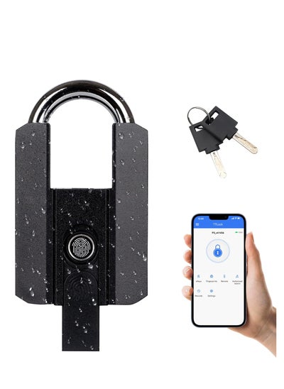 اشتري Fingerprint Padlock, Heavy Duty Locker Lock with APP, Waterproof Biometric Smart Padlock with Key for Warehouse, with USB Charging Bluetooth Outdoor Padlock for Locker, Backpack, Suitcase, Luggage في الامارات