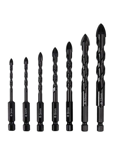 Buy COOLBABY 7 Pieces Masonry Drill Bit, 3-12mm Concrete Tile Drill Bits Set, Cross Carbide Tipped Drill Bits for Drilling Wall, Wood, Brick, Ceramic and Plastic in UAE