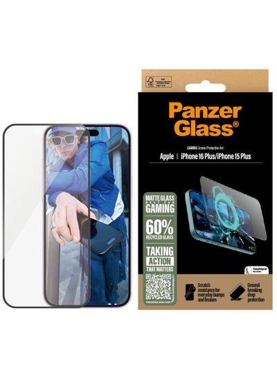 Buy PanzerGlass® Matte Glass Screen Protector for Apple iPhone 16 Plus, EasyAligner, Anti-Glare and Anti-Fingerprint Tempered Glass, High touch sensitivity, Extremely smooth surface in UAE