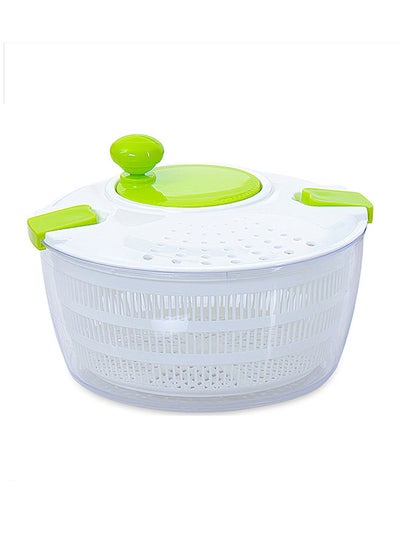 Buy Salad Spinner With Crank Handle Locking Lid White/Green 24.2x16.3cm in Saudi Arabia