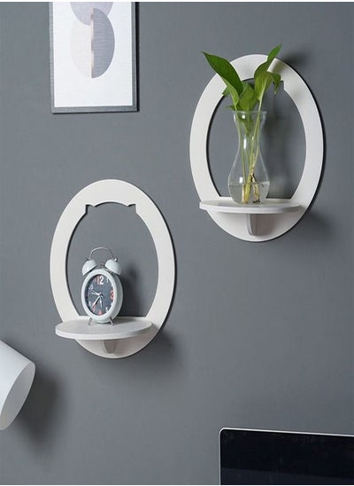 اشتري 2 Piece Wall Shelf Punch Free Bedside Display Stand Flower Pot Holder في الامارات