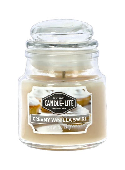 Buy Candle-Lite Creamy Vanilla Swirl Candle Jar White 3oz in Saudi Arabia
