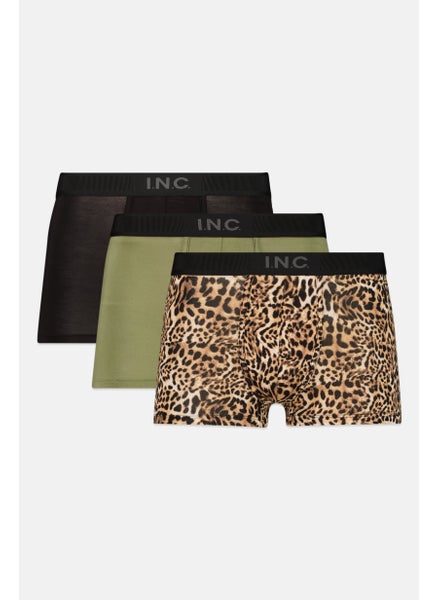 Buy Men 3 Pcs Textured Trunks, Black/Green/Brown in Saudi Arabia