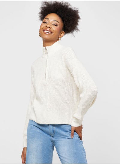 Buy Zip Detail Knitted Sweater in UAE