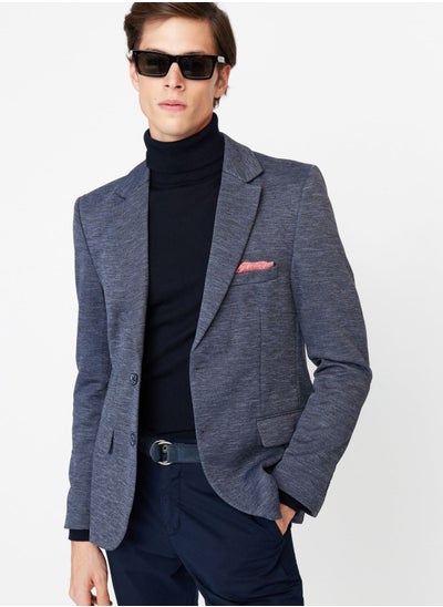 Buy Casual Slim Fit Suede Sleeve Patch Blazer in UAE